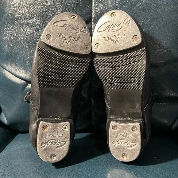 Capezio Black Leather Tap Shoes - GC - Size 9.5 - Picture 2 of 8